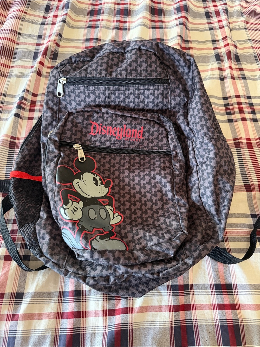 Disneyland Grey and Red Mickey Mouse Patterned Backpack - Men